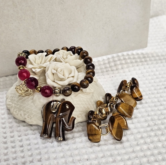 Tiger's Eye Bracelets and Pendant Bundle Set Vintage - Picture 5 of 14